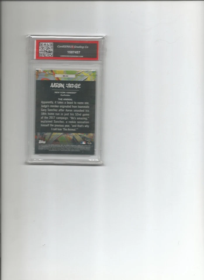2017 TOPPS FIRE; ARRON JUDGE, GOLD FIRE,THE ANIMAL, MONIKERS GOLD #M-24, CGG 10, - Image 2 of 2