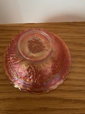 Vintage Imperial Carnival Glass Marigold Grape Pattern Ruffled Edge Bowl