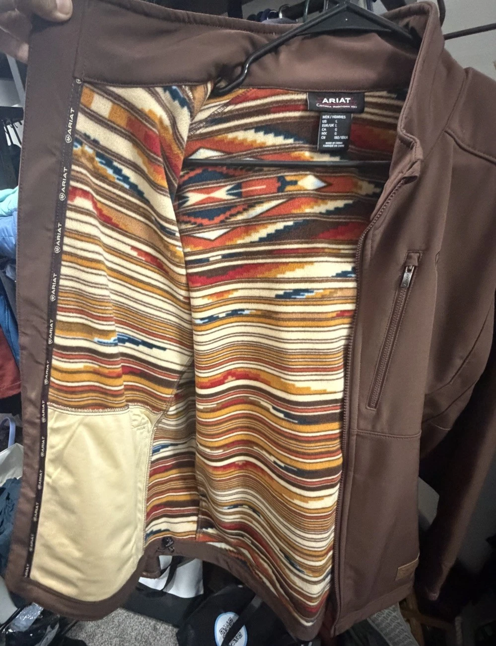 Ariat Chimayo Collection Men's Brown Softshell Full Zip Jacket Stand-Up L - product detail image 1
