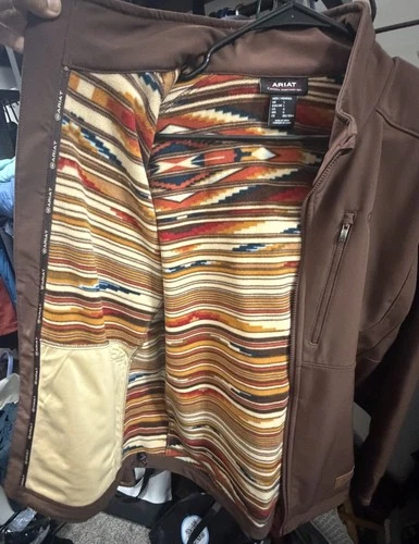 Ariat Chimayo Collection Men's Brown Softshell Full Zip Jacket Stand-Up L - product listing photo