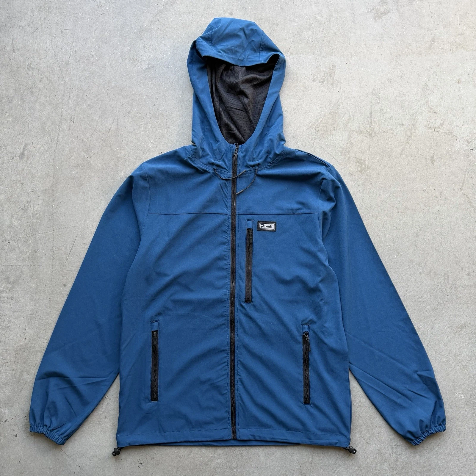 Pelagic Dri-Flex Lightweight Jacket Mens S Full Zip Hooded Vented Fishing Blue