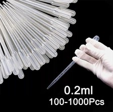 100-1000X 0.2ml Disposable Polyethylene Eye Dropper Transfer Graduated Pipettes