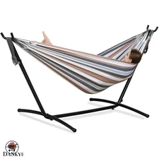 Brazilian-Style Double Hammock with Steel Stand - Perfect for Indoor and Outdoor