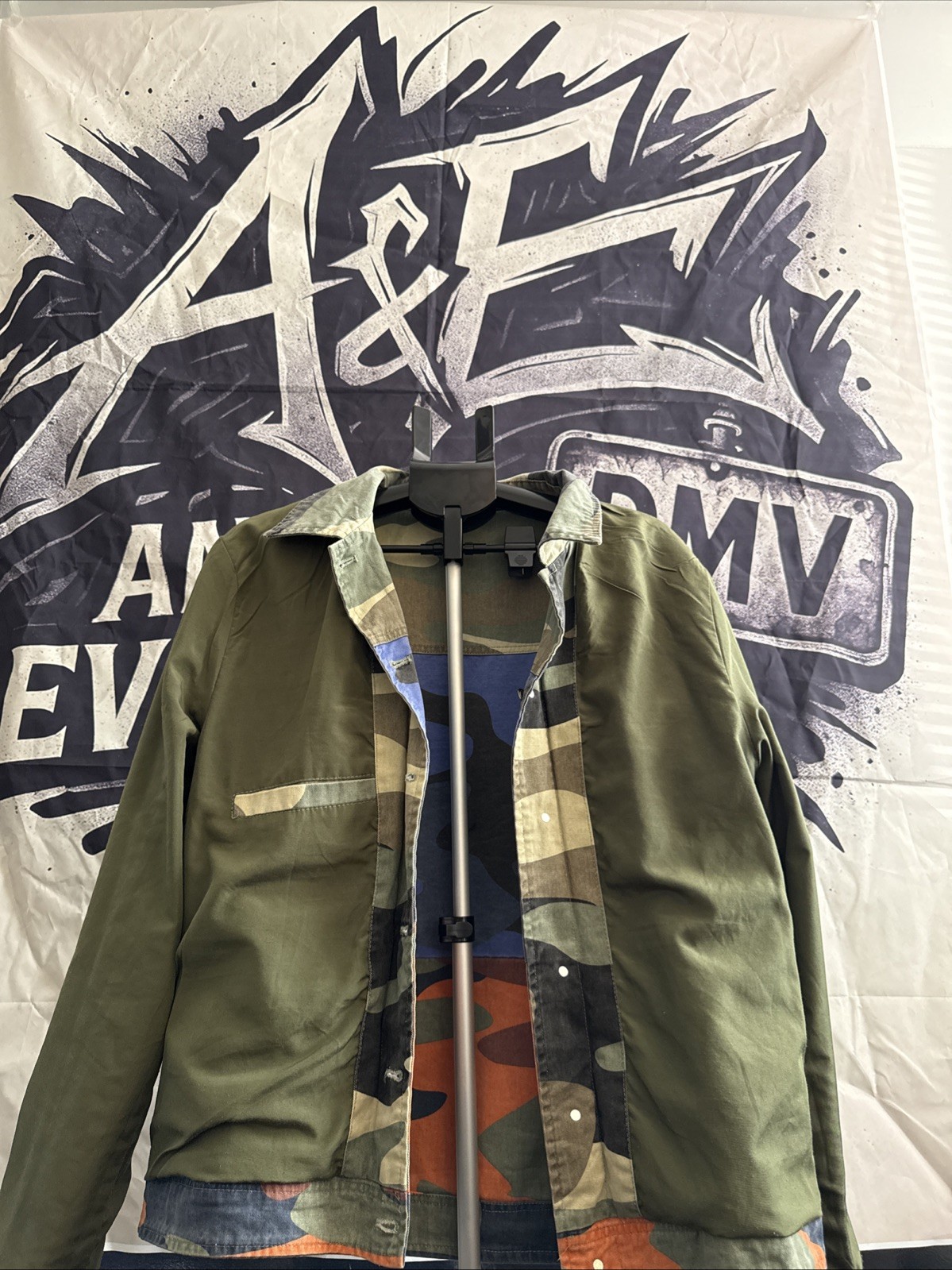 BKYS  Patchwork Multicolor Camo Trucker Jacket XL - image 7