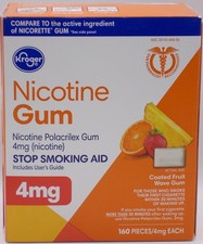 Kroger Nicotine Gum 4mg Coated Fruit Wave 160 pieces