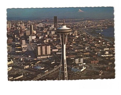 Seattle WA with Mount Rainier in background vintage postcard unposted