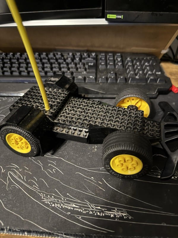 LEGO Black Vehicle Chassis Car Build Yellow Wheels Rear Antenna Bulk Lot