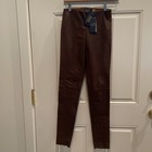 Polo Ralph Lauren Lambskin Skinny Pants Leggings Brown sz S $998 Zip bottom — photo 1