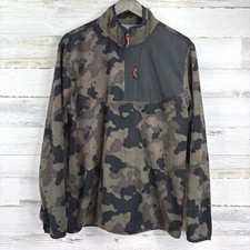 Starter Mens Camo Fleece Pullover 1/4 Zip Jacket Sweatshirt Size M Olive Green