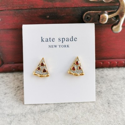 Kate Spade Pizza My Heart Stud Earrings - Gold & Multicolor