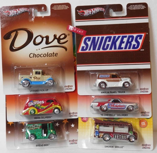 Hot Wheels ~ 2013 Pop Culture ~ Mars Candy ~ Set of 6 including 2 with Red Lines