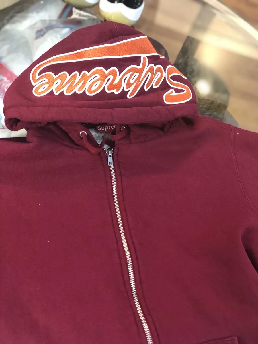 Supreme Thermal Zip-Up Hoodie M Cardinal Hood FW18