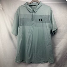 Under Armour Golf HeatGear Mint/Green Striped Short Sleeve Polo Shirt Mens XXL