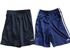 LOT BOYS ADIDAS REEBOK SZ 7 / XS BLUE BLACK ATHLETIC SHORTS SOCCER BASKETBALL