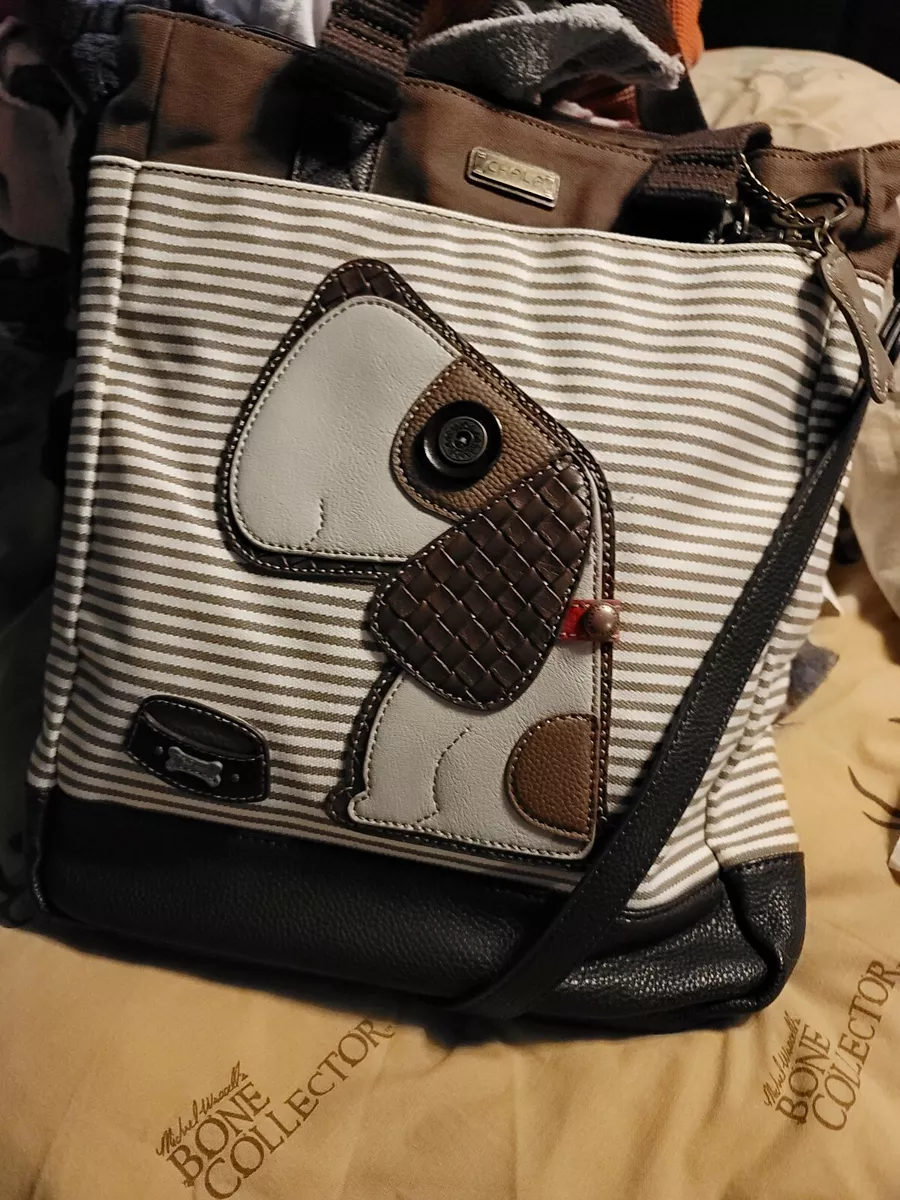 NEW CHALA BLACK STRIPE FAT CAT KITTY WORK TOTE PURSE BAG FAUX