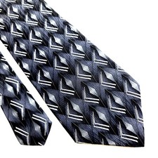 Stafford Gray Blue Abstract Jacquard Print Wide Silk Tie