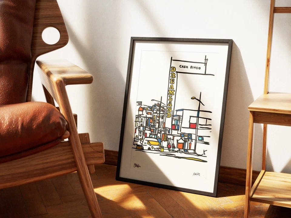 MARGATE ❤ Kent ❤ SIGNED ORIGINAL FRAMED PAINTING urban mid century boho bauhaus - Image 4 of 4