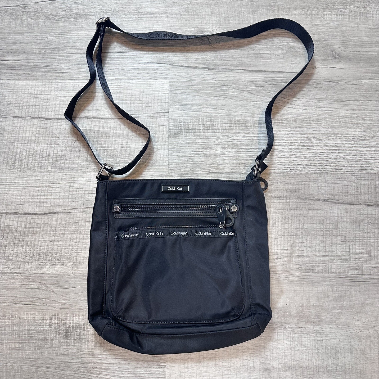 Calvin Klein Black Nylon Organizational Crossbody Bag Purse