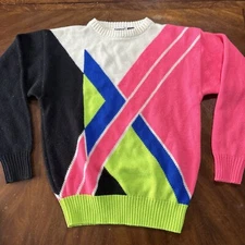 Vintage Tyrolia By Head Knit Sweater Sz Large Wool Acrylic Neon Abstract