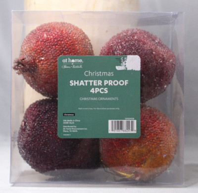 At Home Pears Grace Mitchell Christmas Shatterproof Ornaments Sparkle 4 Pieces