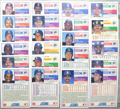 SEATTLE MARINERS Exact Set (D) Pictured 1988 Score 22-Factory