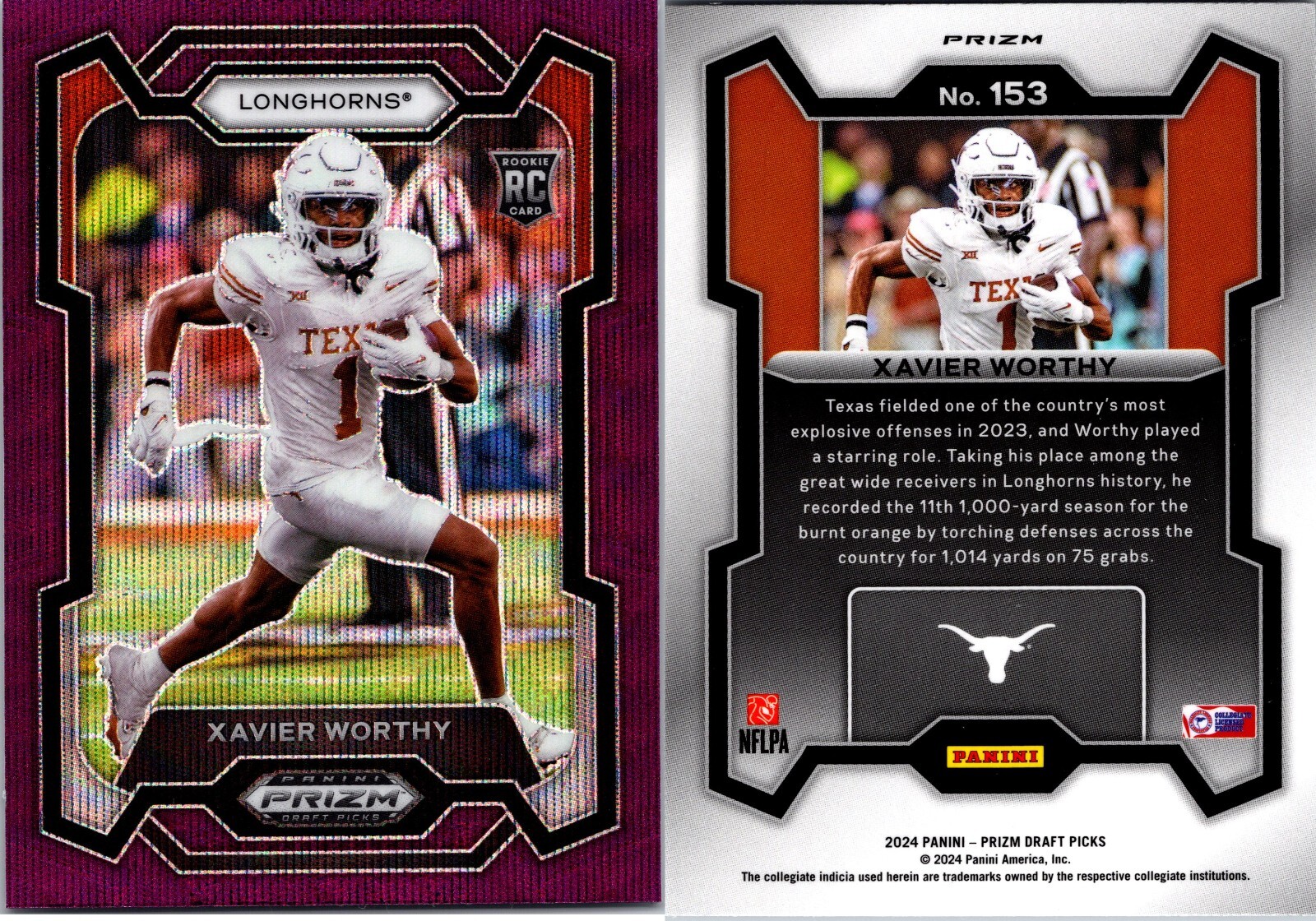 2024 Panini Prizm Draft Picks - Xavier Worthy #153 (RC) PURPLE WAVE PRIZM 5149