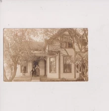 Postcard Real Photo RPPC AZO ca. 1904-1918 Two Older People Posing on A Porch