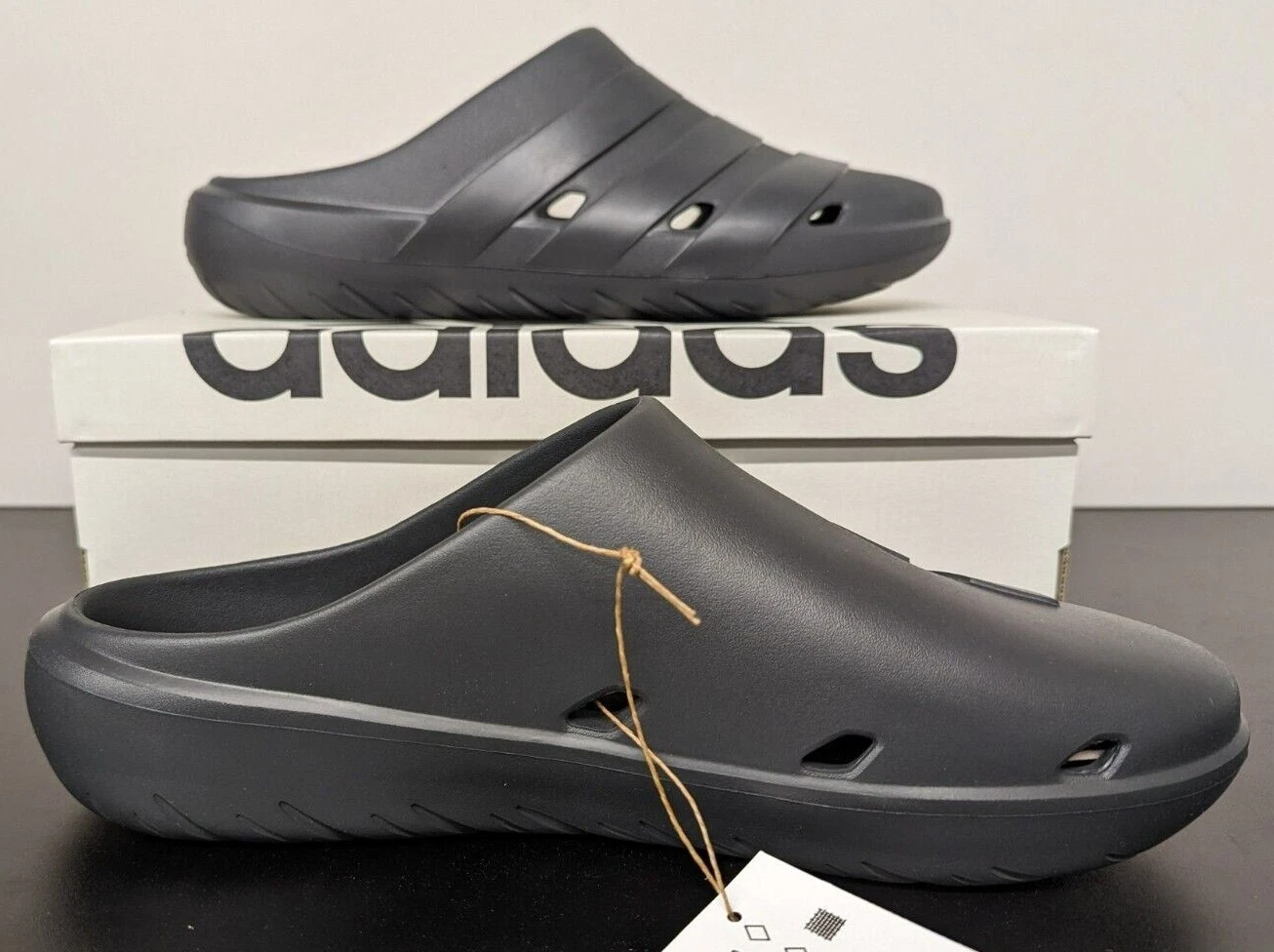 Adidas Zoccoli Slides Adicane Nero Comfort Recupero Leggero HQ9918 Nuovo con scatola