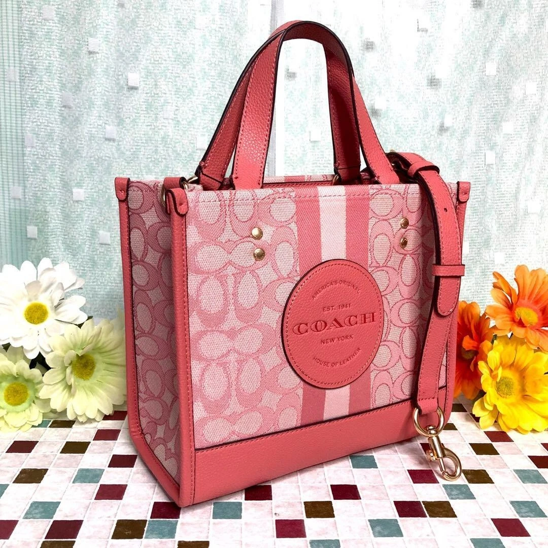 COACH,Dempsey 22 ,2way mini tote handbag,Crossbody bag, new item, Pink  White.