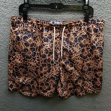 Trunks Men's L Floral Orange Trunks Swimwear 100 Polyester 37.25" 6" 11"