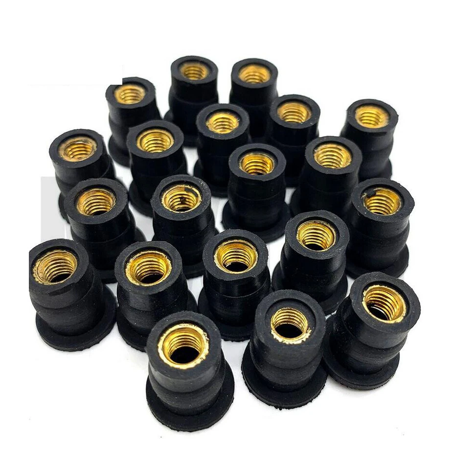 50PCS Motocycle Bike ATV M5 Rubber Brass Well Nut Windscreen Fairing Wellnuts  - Image 2 of 4