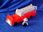 Fisher Price Little People Fire Truck w Extending Ladder & Fire Chief Figure VTG