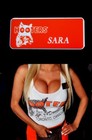 Hooters Uniform Sara Name Tag Pin Halloween costume xtra bar maid cheerleader — photo 1