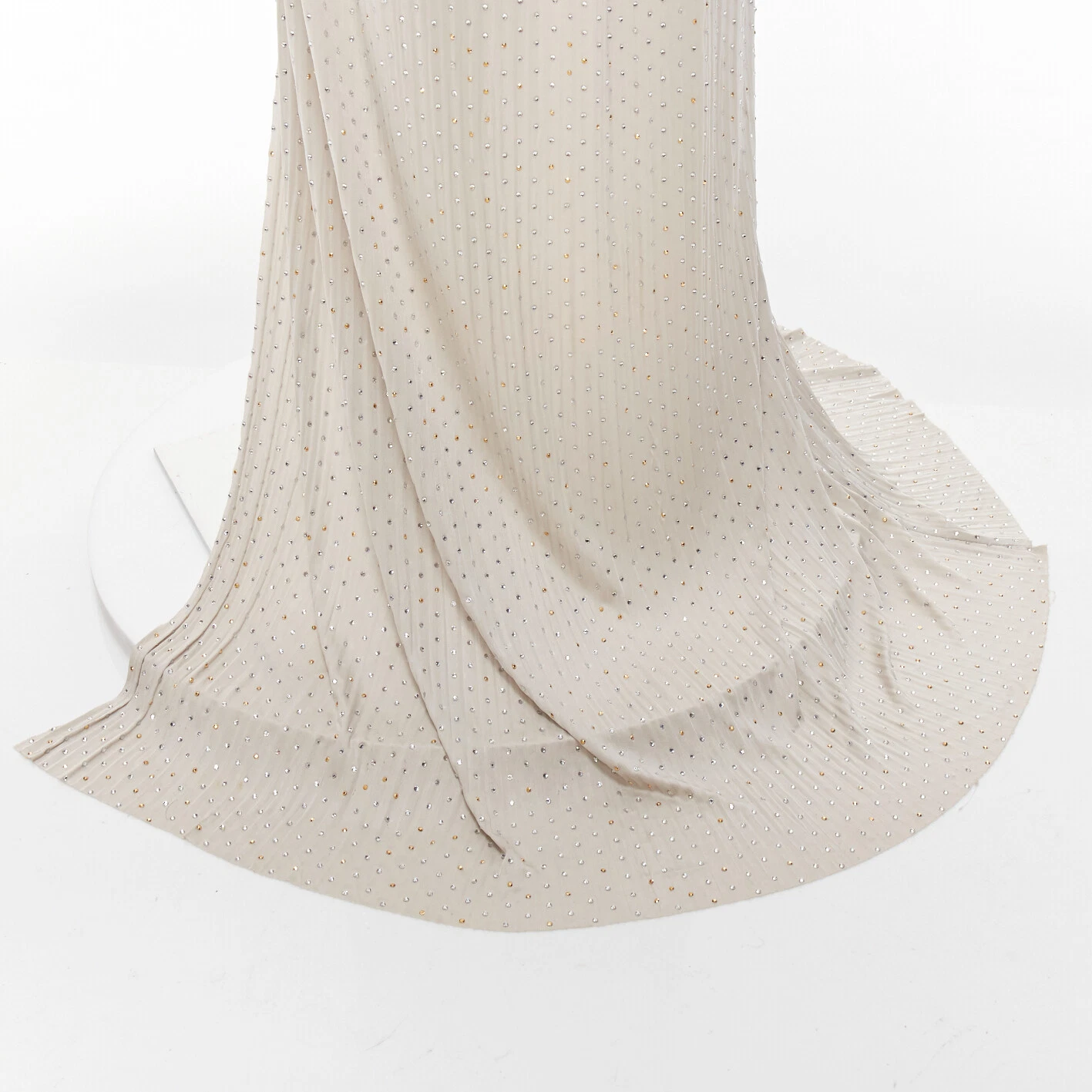 raro abito VERSACE 2011 Runway grigio cristallo impreziosito borchiato imbracatura IT38 XS