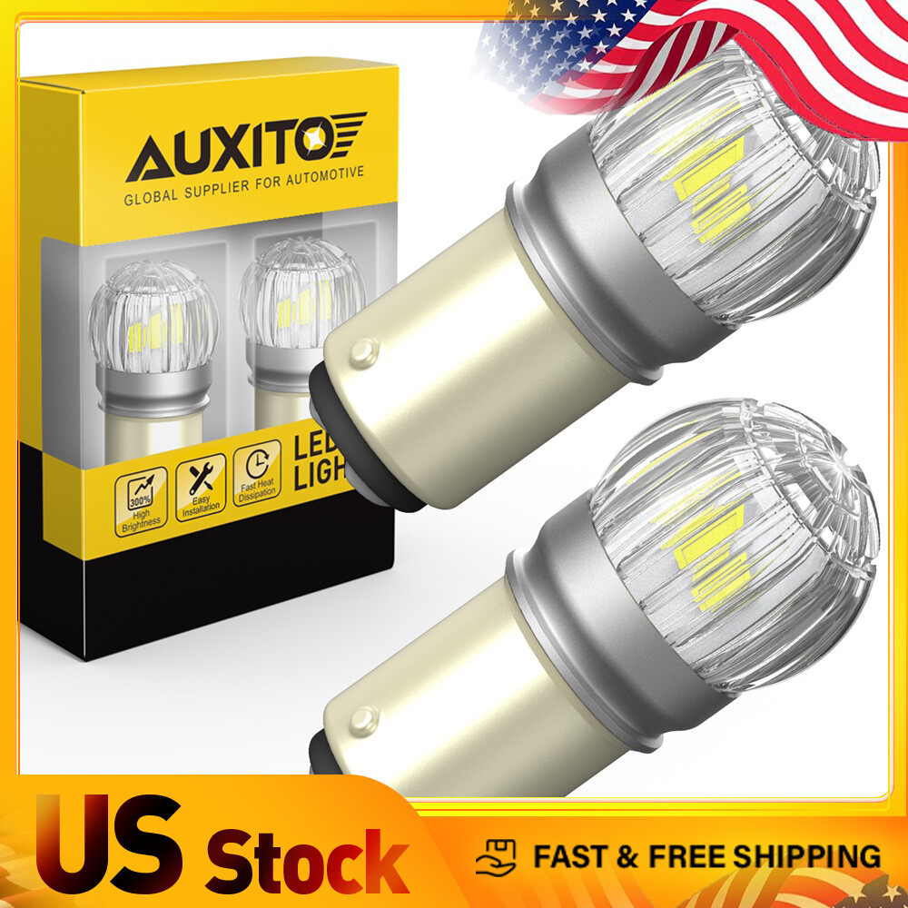 2-Pack 1157 LED Tail Brake Reverse Turn Signal Bulbs White 2US6T A