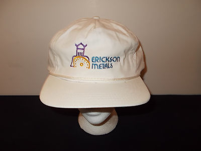 VTG-1990s Erickson Metall Seil Stil Duckster Leder Strapback Hut sku34