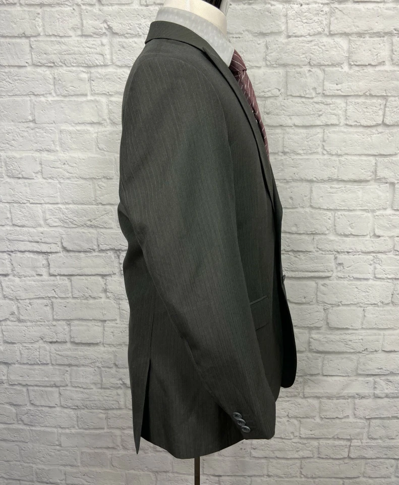 PERRY ELLIS Men's Gray Peak Lapel Blazer Sport Coat Jacket (40R) - Image 3 of 4