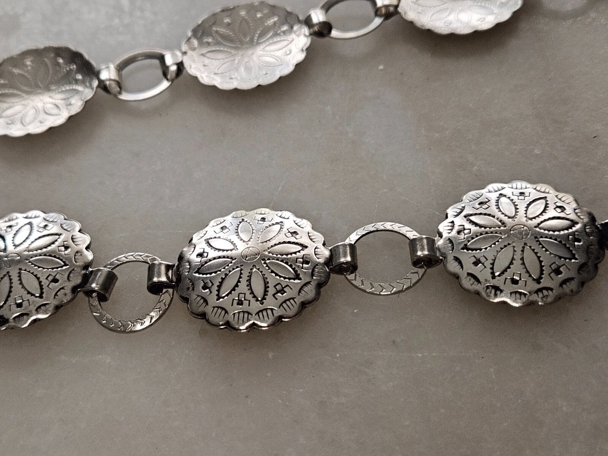 Silver Metal Floral Statement Belt Western Antique Silver Floral Engraved Ornate Belt Buckle main image 2