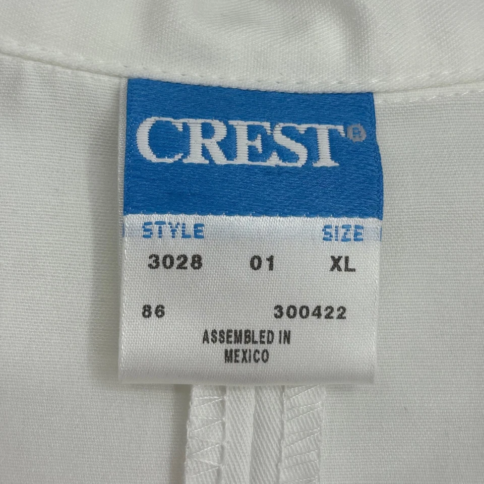 Vintage Crest Adult Size XL Lab Coat White Polyester Cotton Pockets Long Sleeves - Image 3 of 4