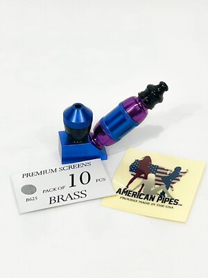 Americanpipes  anodized aluminum tobacco pipe With Pack Of 10 Brass Screens