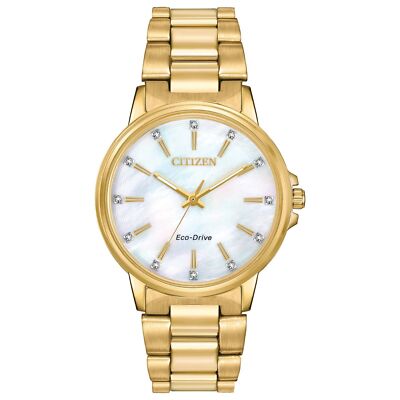 Citizen Eco-Drive Chandler Women's Crystal Dial Gold Watch 37MM FE7032-51D