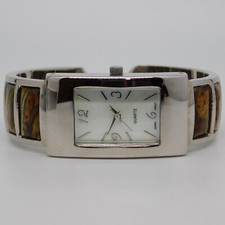 Cuff Bracelet Mother-of-Pearl Inlay Quartz Women's Watch Sz. 6" New Battery
