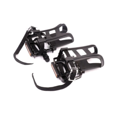Bicycles Pedals with Toe Clip and Strap for Cycling, Indoor Stationary Bike