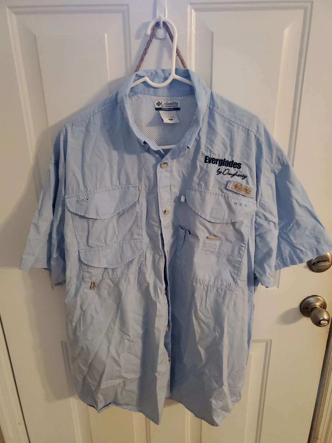 Columbia PFG Vented Fishing Shirt Blue Omni-Shade Everglades By Dougherty XL