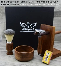 Brown 5 Piece Shaving Set |DE Safety razor A Badger Brown Brush | Men's Gift Kit