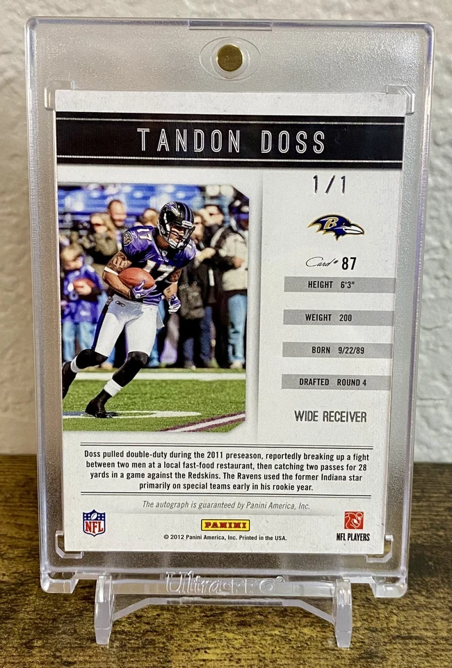 1/1 Tandon Doss ON CARD RC Auto 2012 Panini Playbook One of One FREE SHIPPING - Image 3 of 4