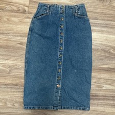 Vintage GV Gloria Vanderbilt Denim Button Front Maxi Skirt Y2K Modest Boho 8P