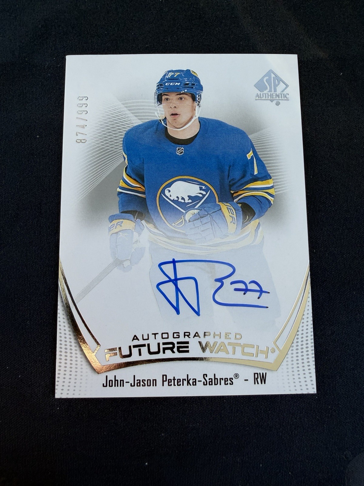 2021-22 SP Authentic Future Watch Auto 874/999 John-Jason Peterka Buffalo Sabres