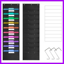 Storage Pocket Chart, 10 Pockets File Organizer Wall Pocket Hanging Wall File...