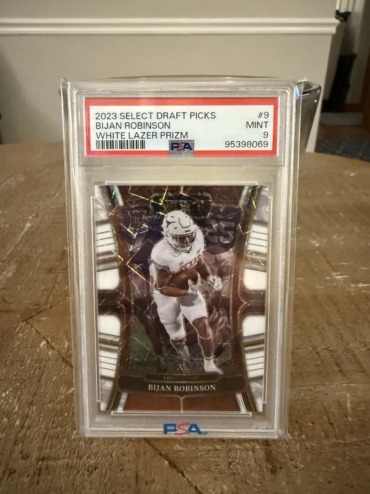 Bijan Robinson 2023 Select Football Draft Picks White Laser Prizm RC #9 Texas PS